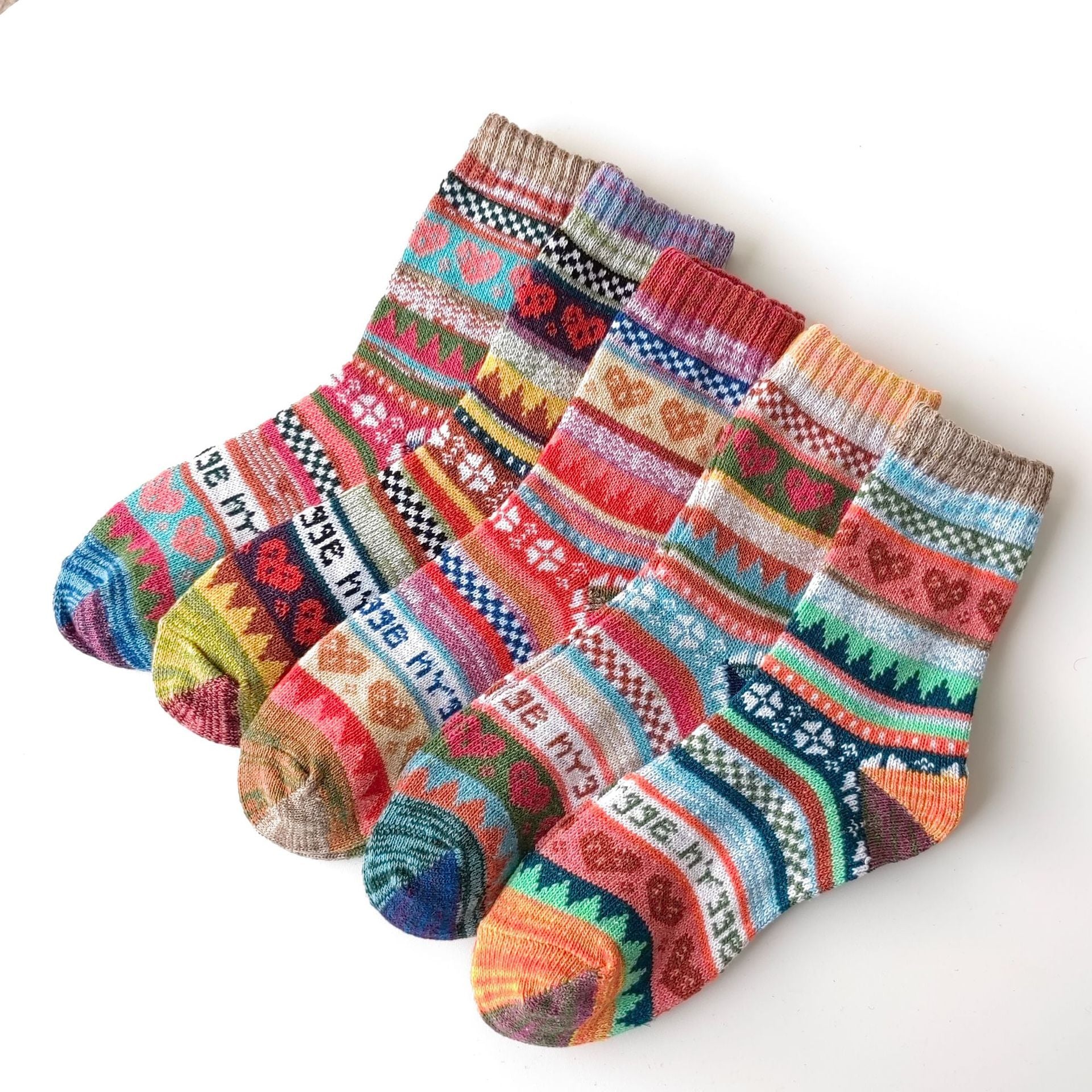 Winter Rhombus Wool Socks Thick Line Medium Tube Limorista
