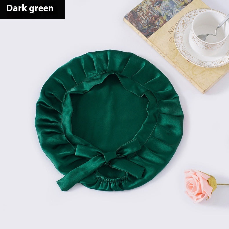 Encrypted Satin Silk Plain Satin Confinement Household Hair Care Lace-up Nightcap Limorista