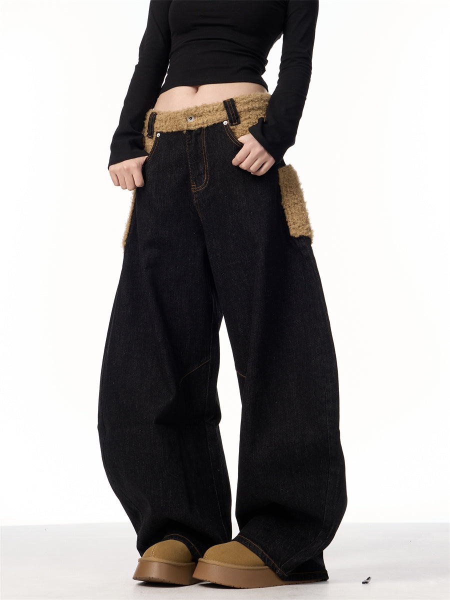 Retro Minority Design Inside-out Wear Stitching Jeans For Women Limorista