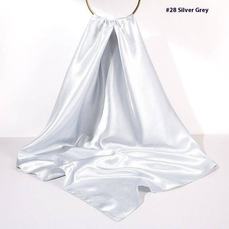 Pure Color Silk Scarf Artificial Silk 90cm Shiny Satin Shawl Limorista