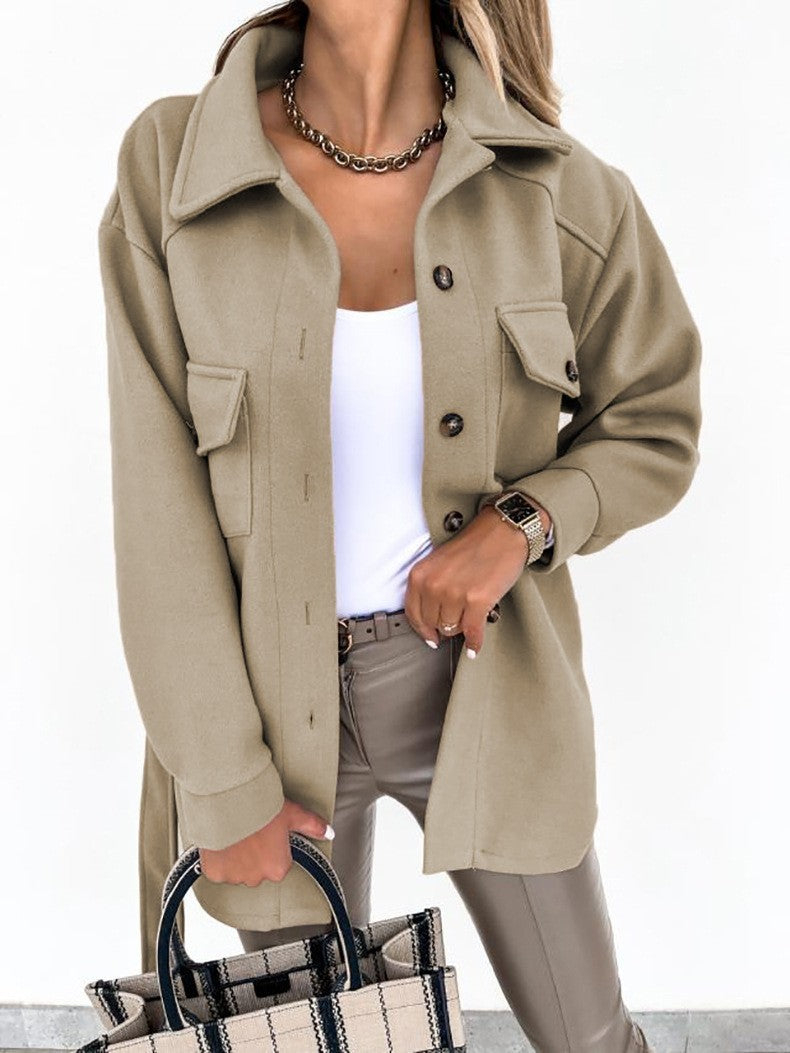 Fashionable Lace-up Small Fragrant Jacket With Pockets Limorista