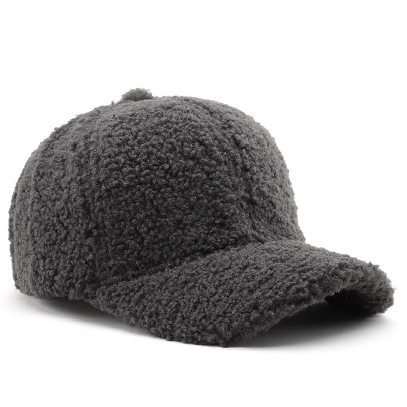 Baseball Cap Fashion Retro Solid Color Lamb Wool Curved Brim Limorista