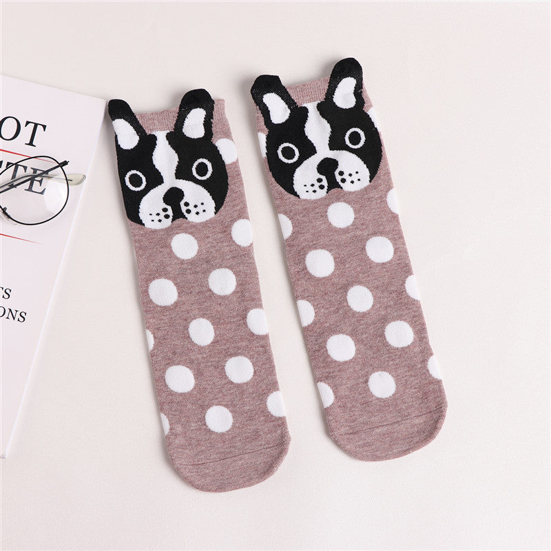 Cute Cartoon Dog Socks With Polka Dot Printing Boat Socks Limorista