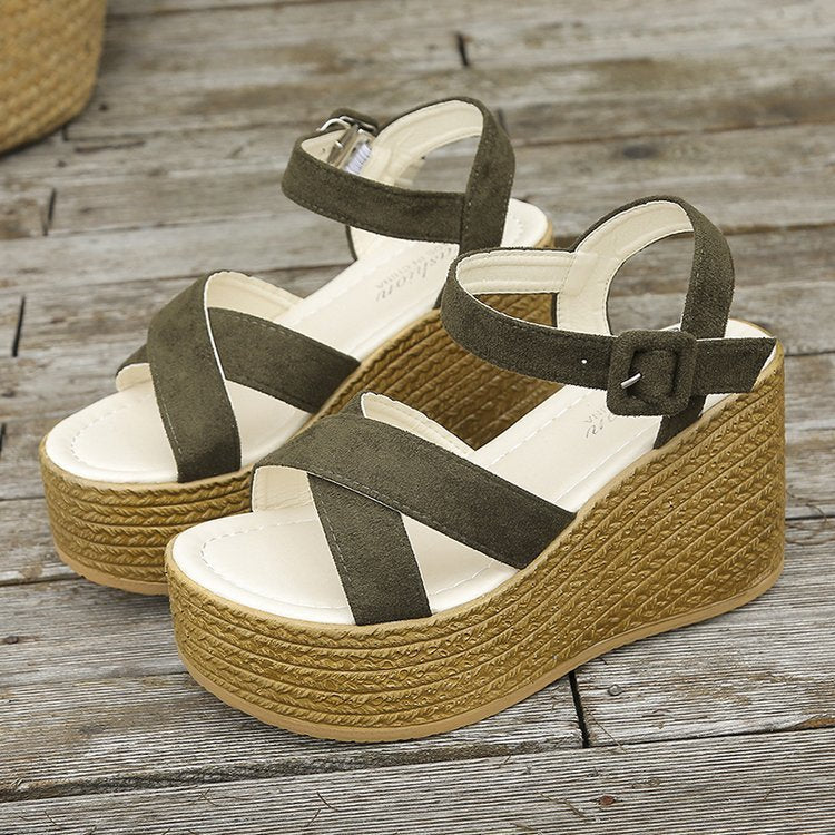 Wedge Sandals For Women Summer Casual Non-slip Cross-strap Platform Shoes With Hemp Heels Shoes Limorista