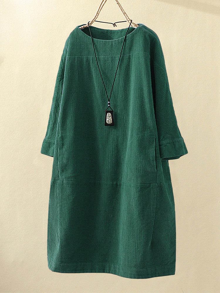 New solid color dress Korean loose three-quarter sleeves Limorista