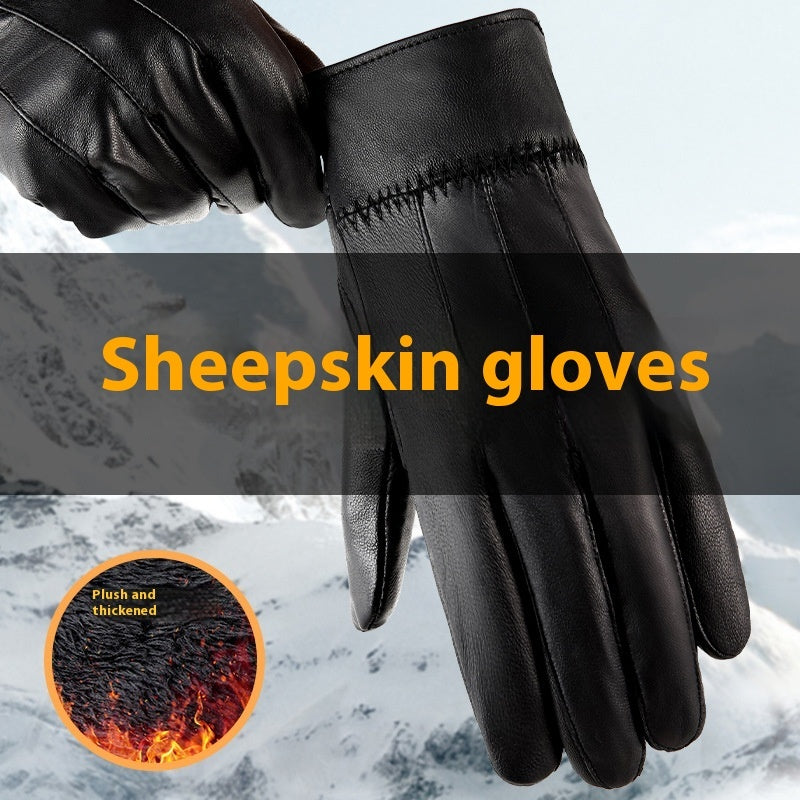 Genuine Leather Gloves For Men Women Fleece Lined Padded Warm Keeping Sheepskin Gloves Limorista