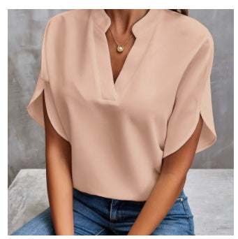 V-neck Graceful And Fashionable Off-the-shoulder Sleeves Women&