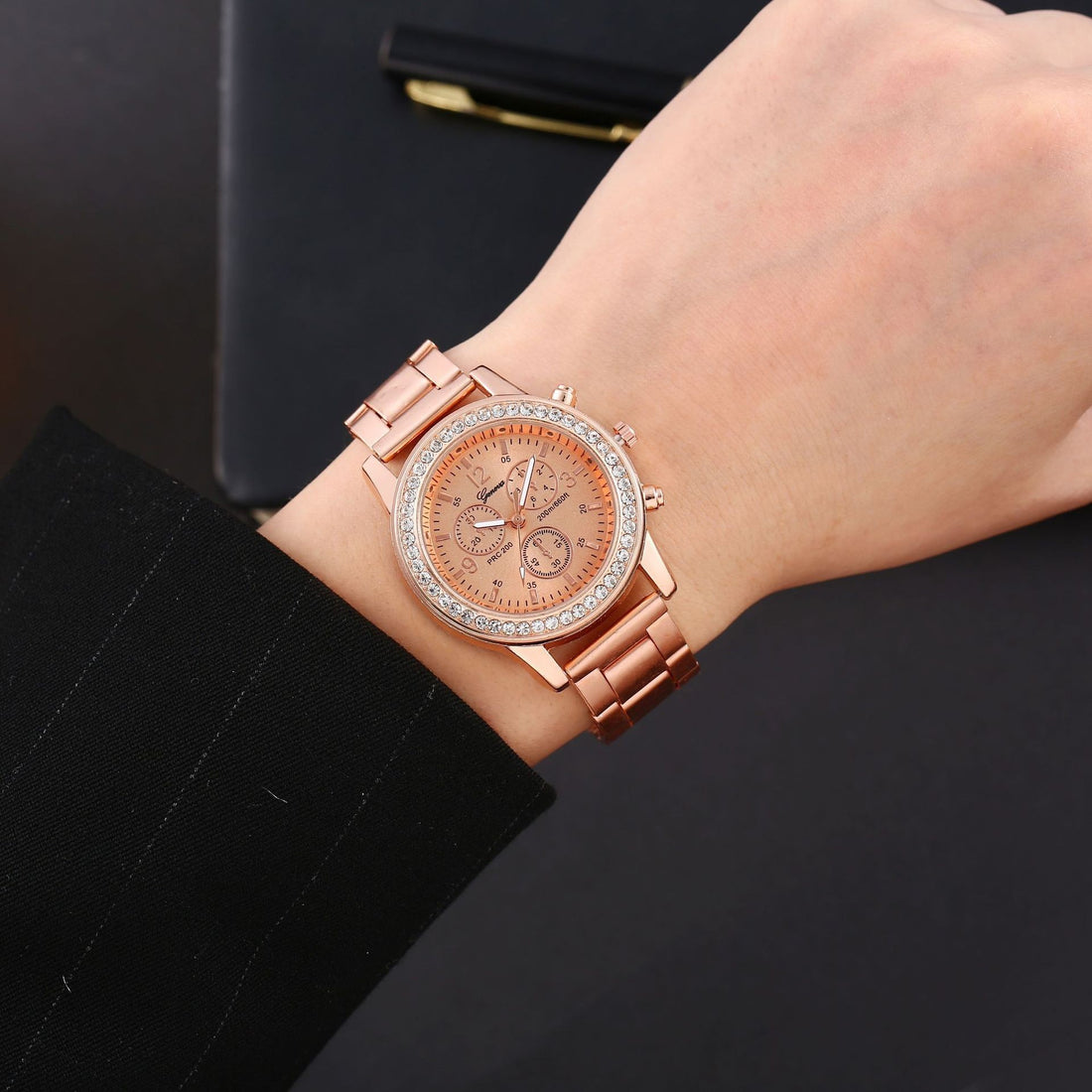 Geneva Steel Belt Gold Quartz Watch Limorista