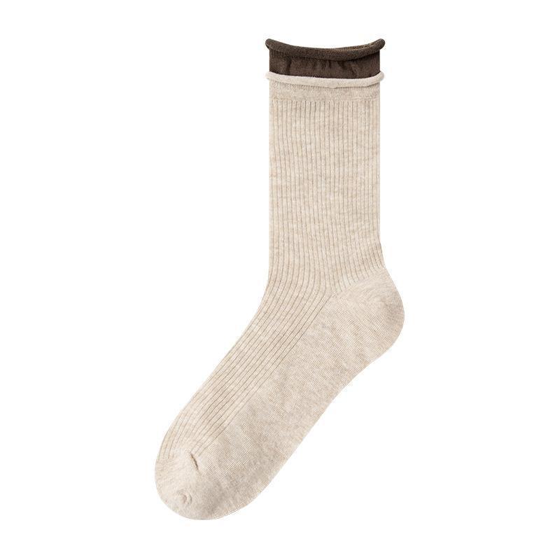 Contrast Color Double Screw Transparent Silk Cool Sunken Stripe Socks Limorista