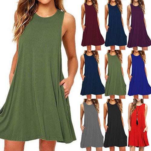 Summer Women Casual Pocket Dress Ladies T Shirt Dresses Limorista