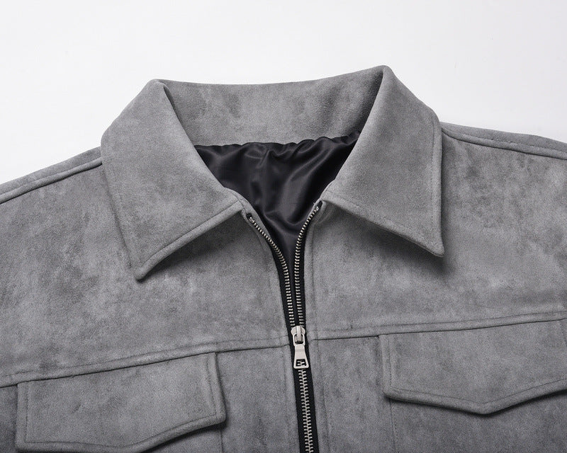 Vintage Solid Deerskin Multi-Pocket Zip Jacket Limorista