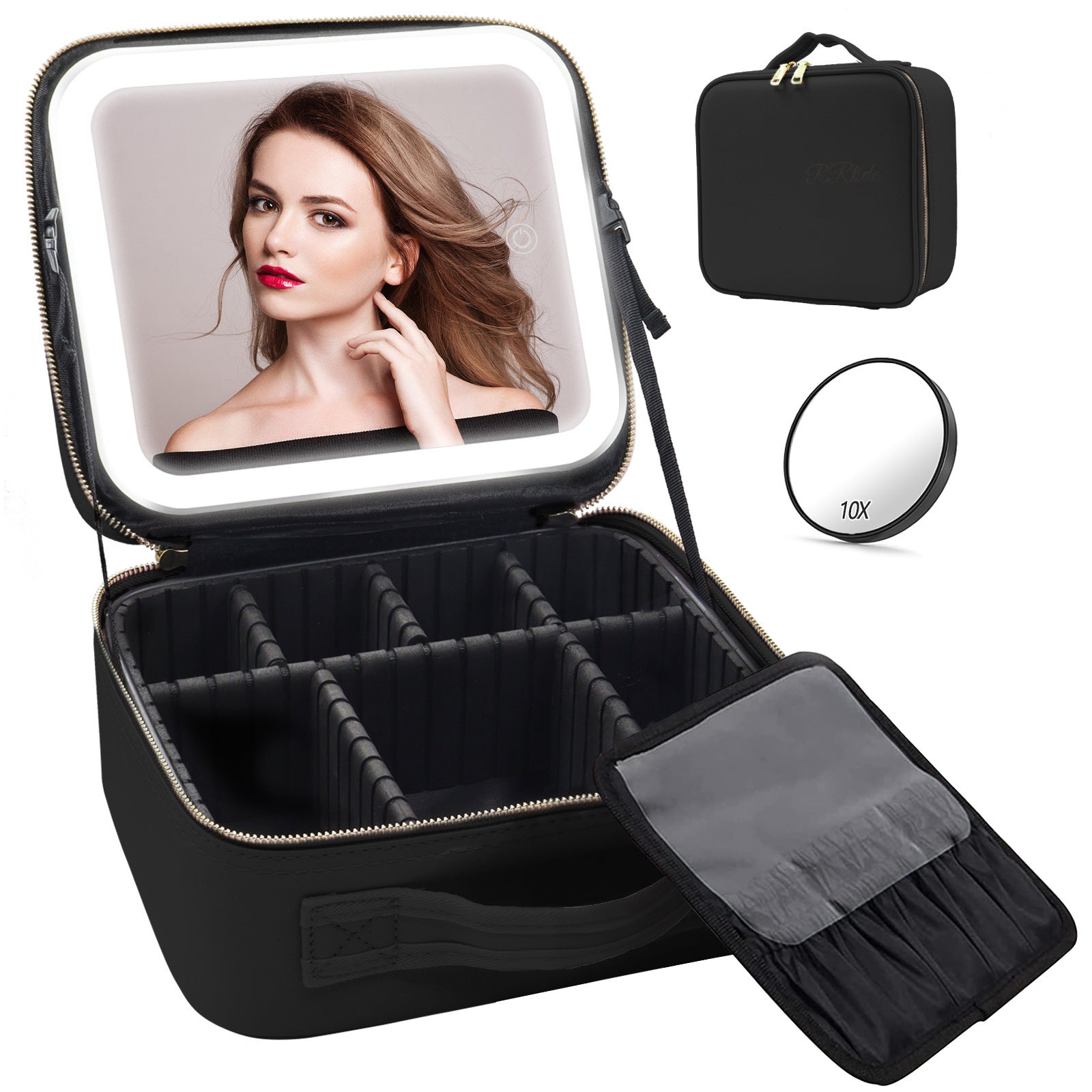 Large Capacity Cosmetic Case With LED Mirror High Sense Multifunctional Storage For Makeup Artist Cosmetic Bag Limorista