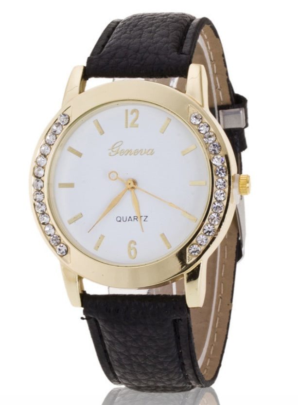 Bilateral Diamond Ladies Belt Casual Watch Geneva Women&