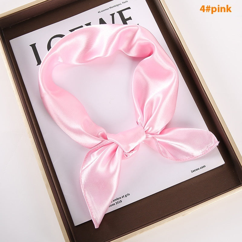 Solid Color Square Scarf Artificial Silk Small Square Towel Limorista