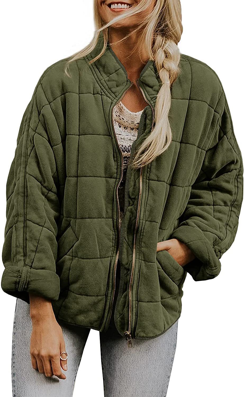 Solid Color Stand Collar Cotto With Loose Pockets Long Sleeved Jacket Women Limorista