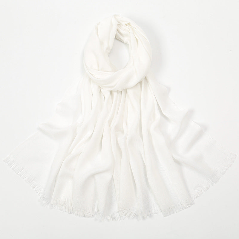 Flat Slub Cotton Solid Color Scarf Breathable Monochrome Limorista