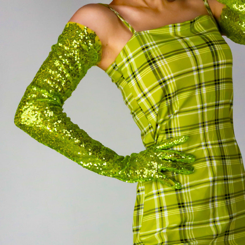 Sequined Sleeve Cover Lace Mesh Specialty Limorista