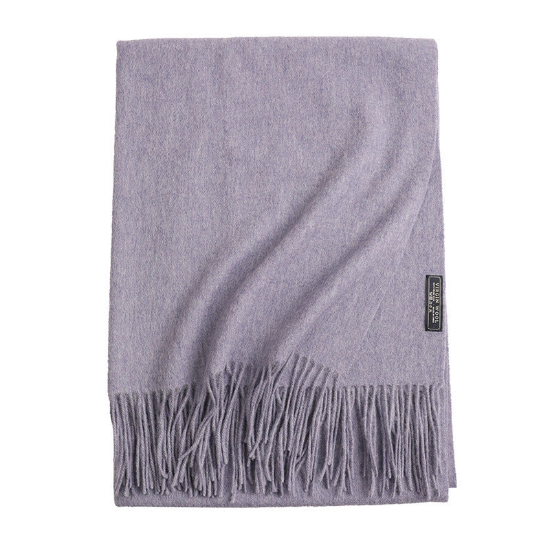 New Solid Color Wool Long Beard Warm Tassel Scarf Thick Limorista