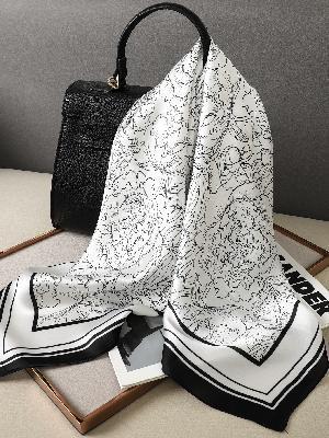 Artificial Silk Striped High-grade Korean Style Stylish Beach Arm Bag Silk Scarf Limorista