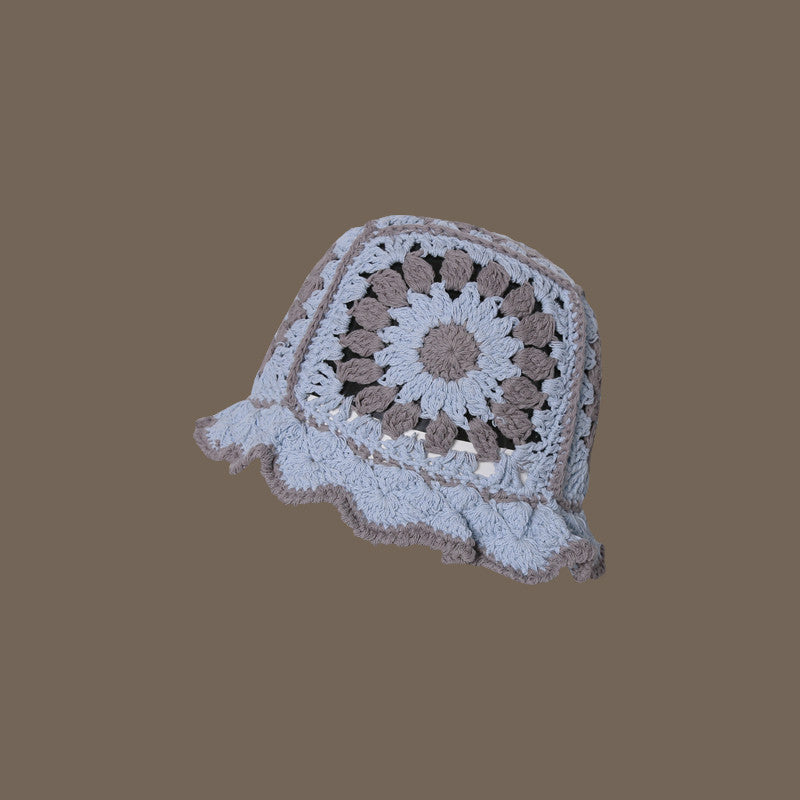 Handmade Design Double Color Hollow Basin Hat Women&