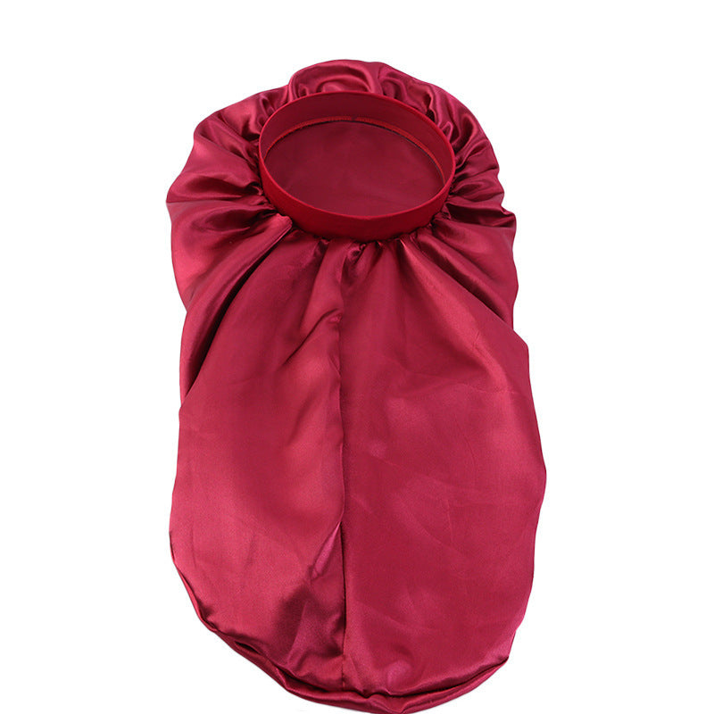Popular Stretch Headband Satin Night Cap, Hair Care Long Barrel Cap, Perm Hat Limorista