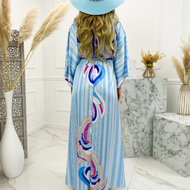 Sexy V-neck Split Irregular Beach Long Skirt Dress Limorista