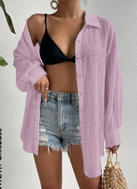 Drop Shoulder Button Front Kimono,Long Sleeve Tops Limorista