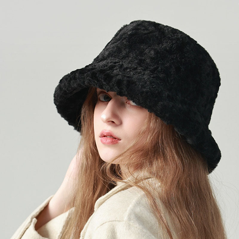 Lambswool Fisherman Hat Winter Warm Fashionable Solid Color Hats For Women Limorista