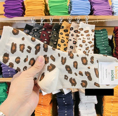 Leopard socks, female leopard, personality, tide, autumn and winter, Korean version, stockings Limorista