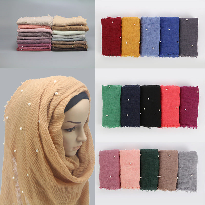 Cotton and linen crumpled monochrome scarf Limorista
