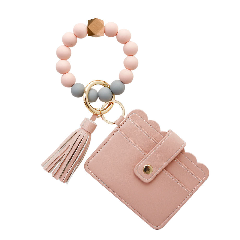 PU Tassel Card Case Silicone Bracelet Key Ring Limorista