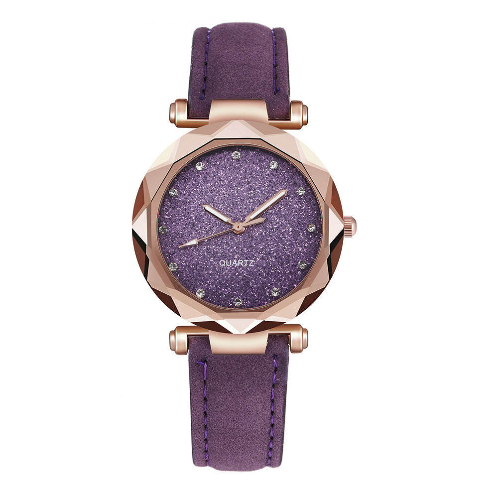 Casual Women Romantic Starry Sky Wrist Watch Leather Rhinestone Designer Ladies Clock Limorista