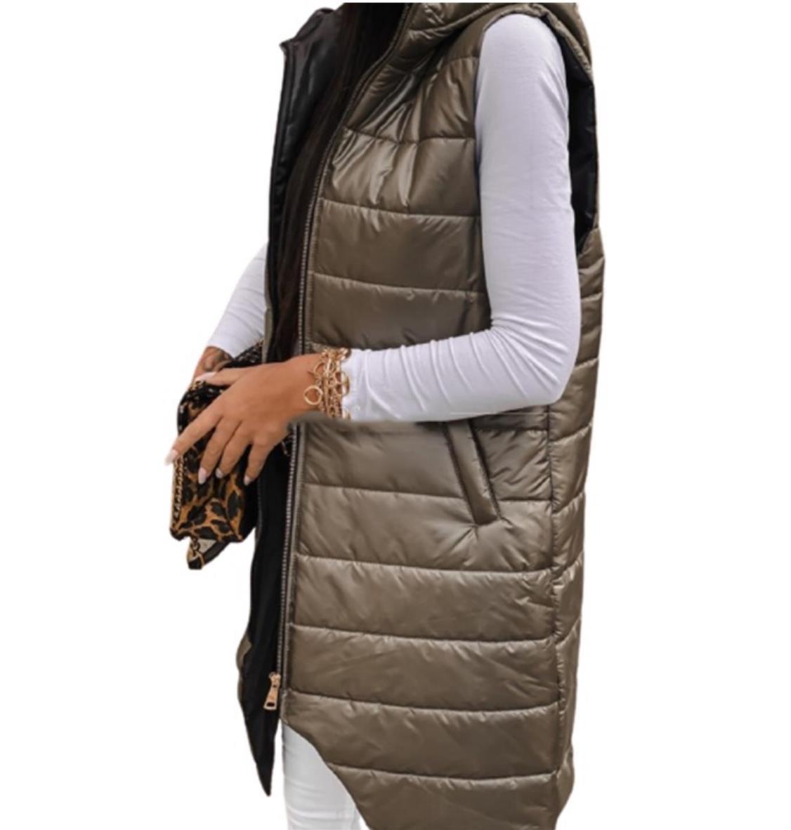 Cardigan Hooded Vest Single-breasted Sleeveless Pocket Mid-length Jacket Limorista