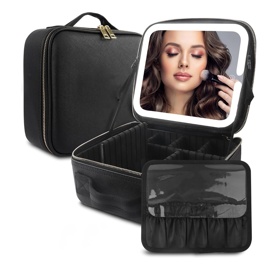 Large Capacity Cosmetic Case With LED Mirror High Sense Multifunctional Storage For Makeup Artist Cosmetic Bag Limorista