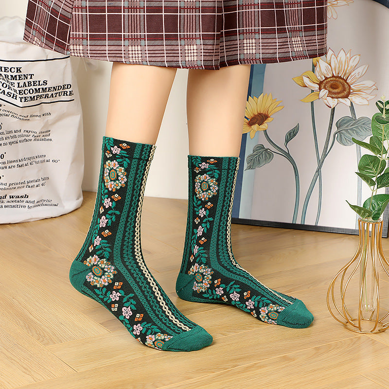 Small Floral Socks Women&