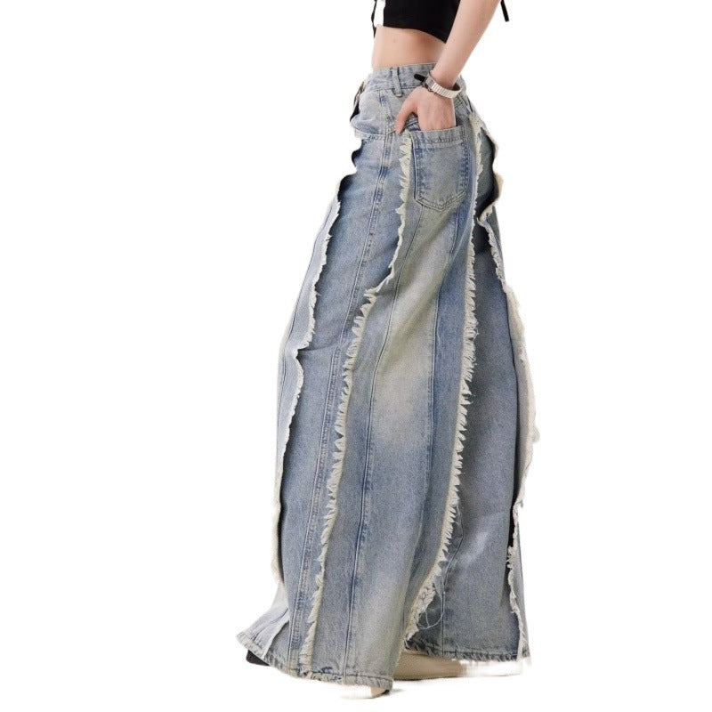 Jeans Destroyed Loose Burrs Wide Leg Bootcut Pants Limorista