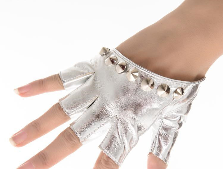 Punk Street Dance Studded Half Finger And Half Palm Performance Limorista