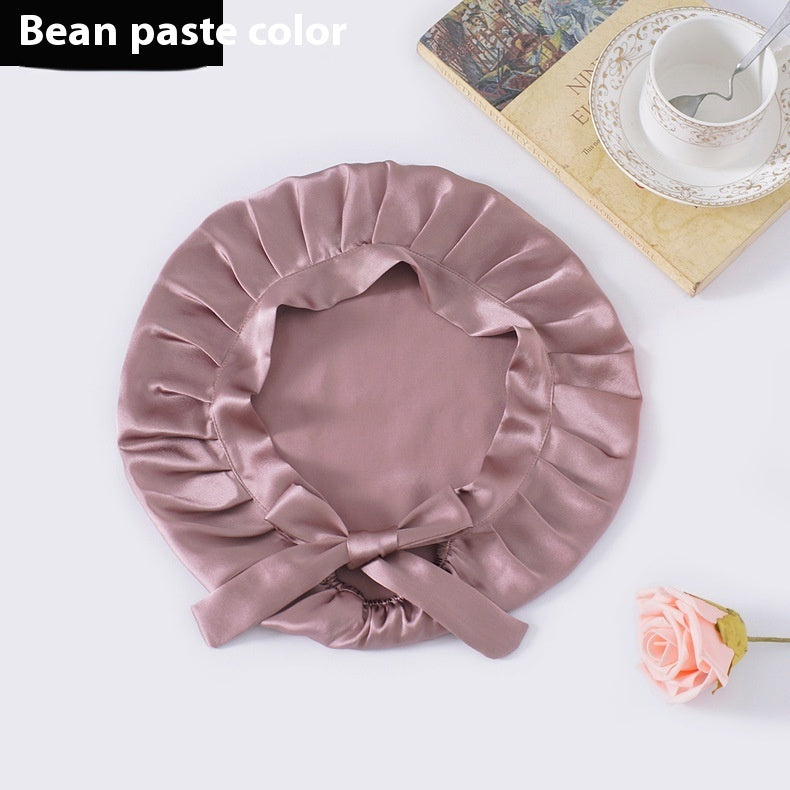 Encrypted Satin Silk Plain Satin Confinement Household Hair Care Lace-up Nightcap Limorista