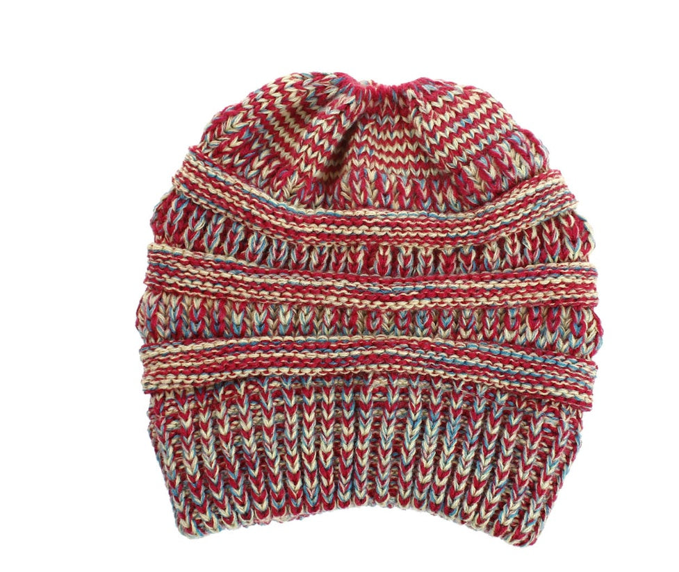 Mixed Color Knitted Wool Hat Ladies Non-labeled Ponytail Hat Limorista