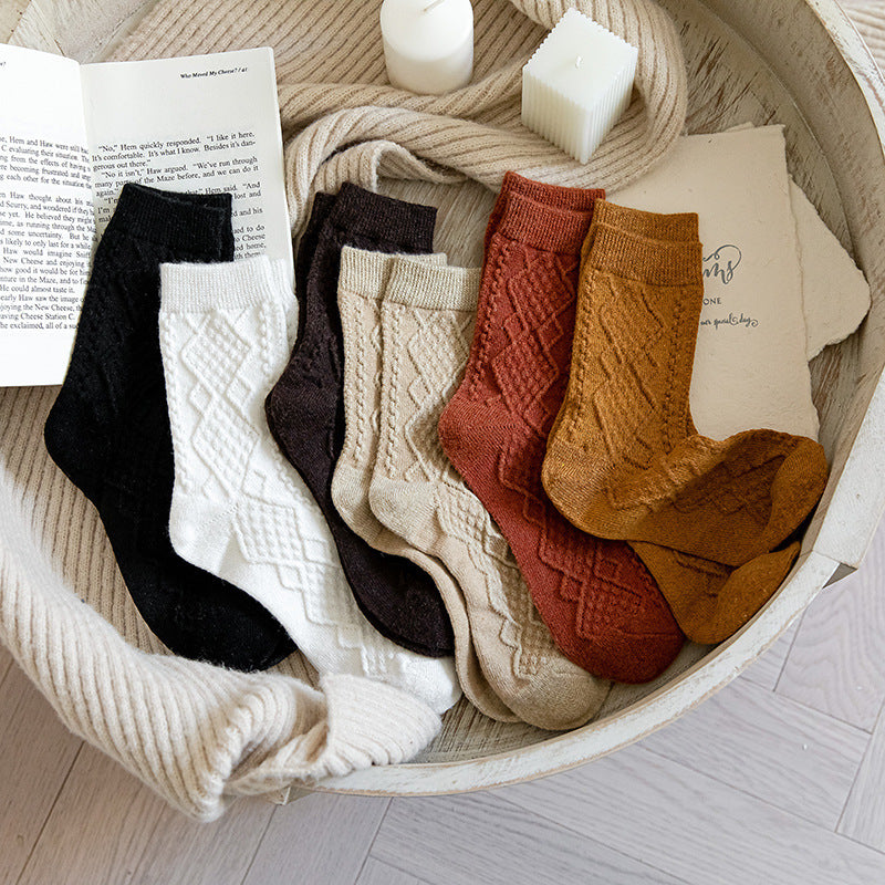 Solid Color Fashion Warm Classic Pattern Wool Socks Limorista