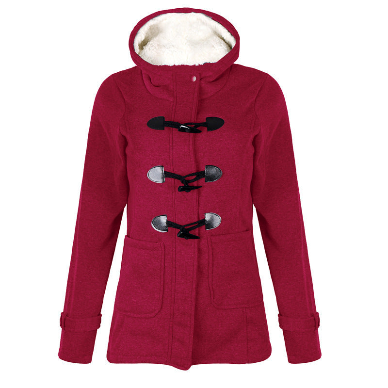 Women Warm Hooded Wool Double Button Coat Limorista