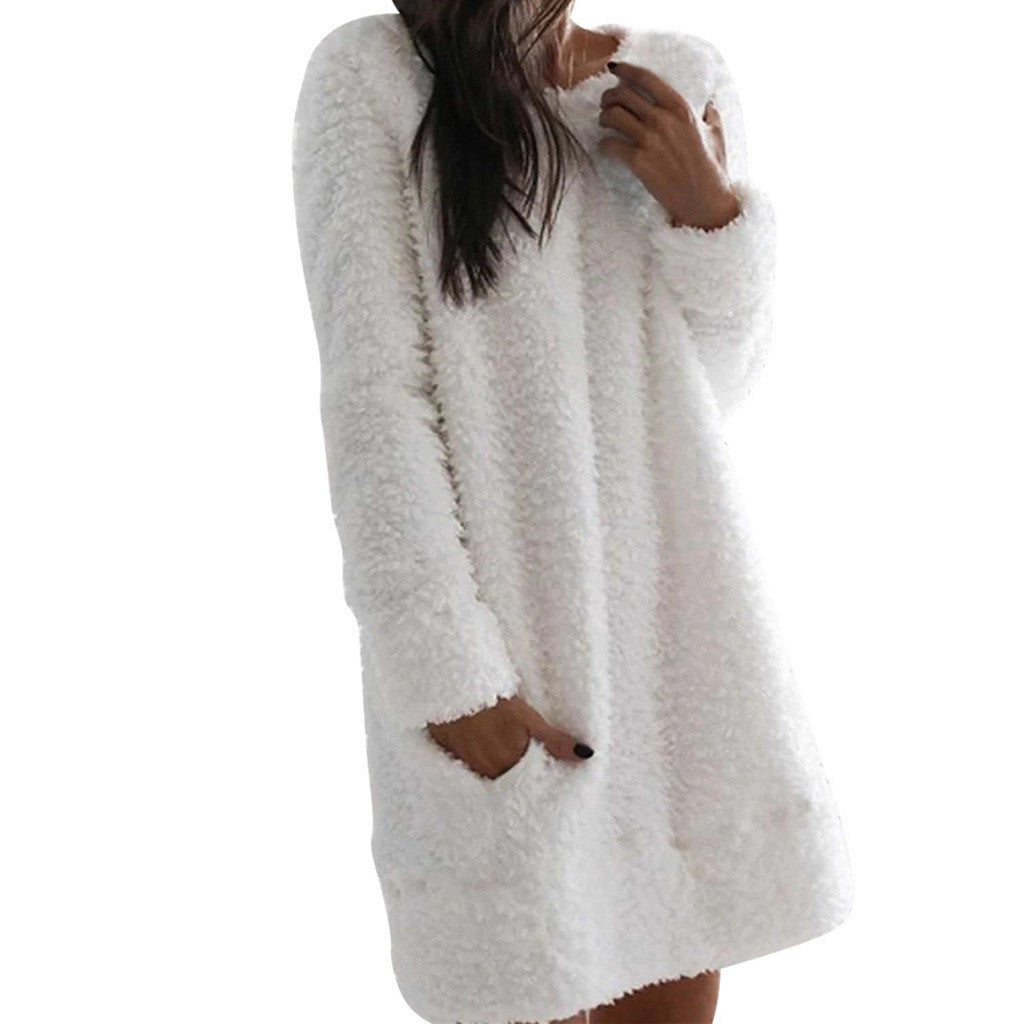 Plush straight pocket dress Limorista