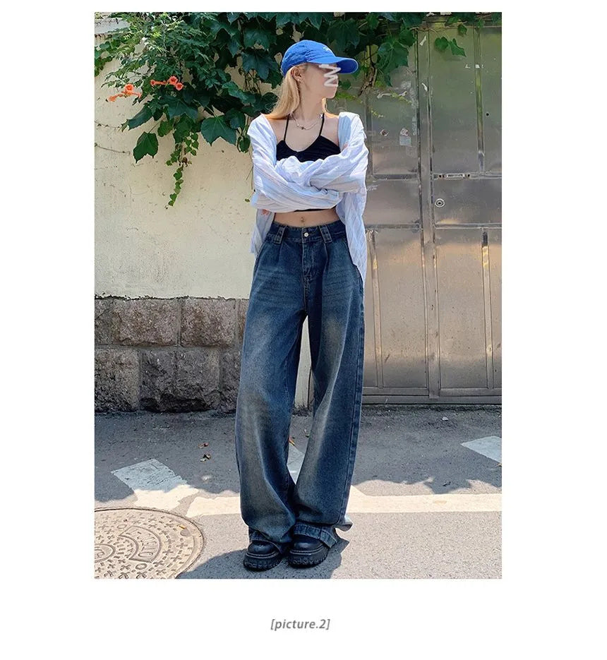 Mid-rise Washed Wide-leg Jeans Limorista