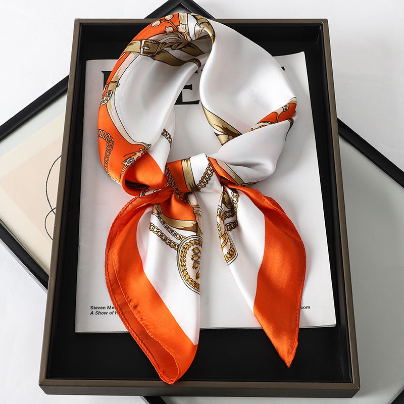 Artificial Silk Striped High-grade Korean Style Stylish Beach Arm Bag Silk Scarf Limorista