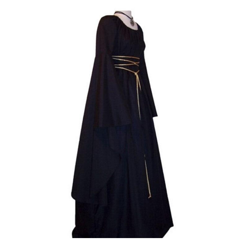 Halloween Long Sleeve Round Collar Belt Irregular Ladies Dress Halloween Witch Costume Limorista
