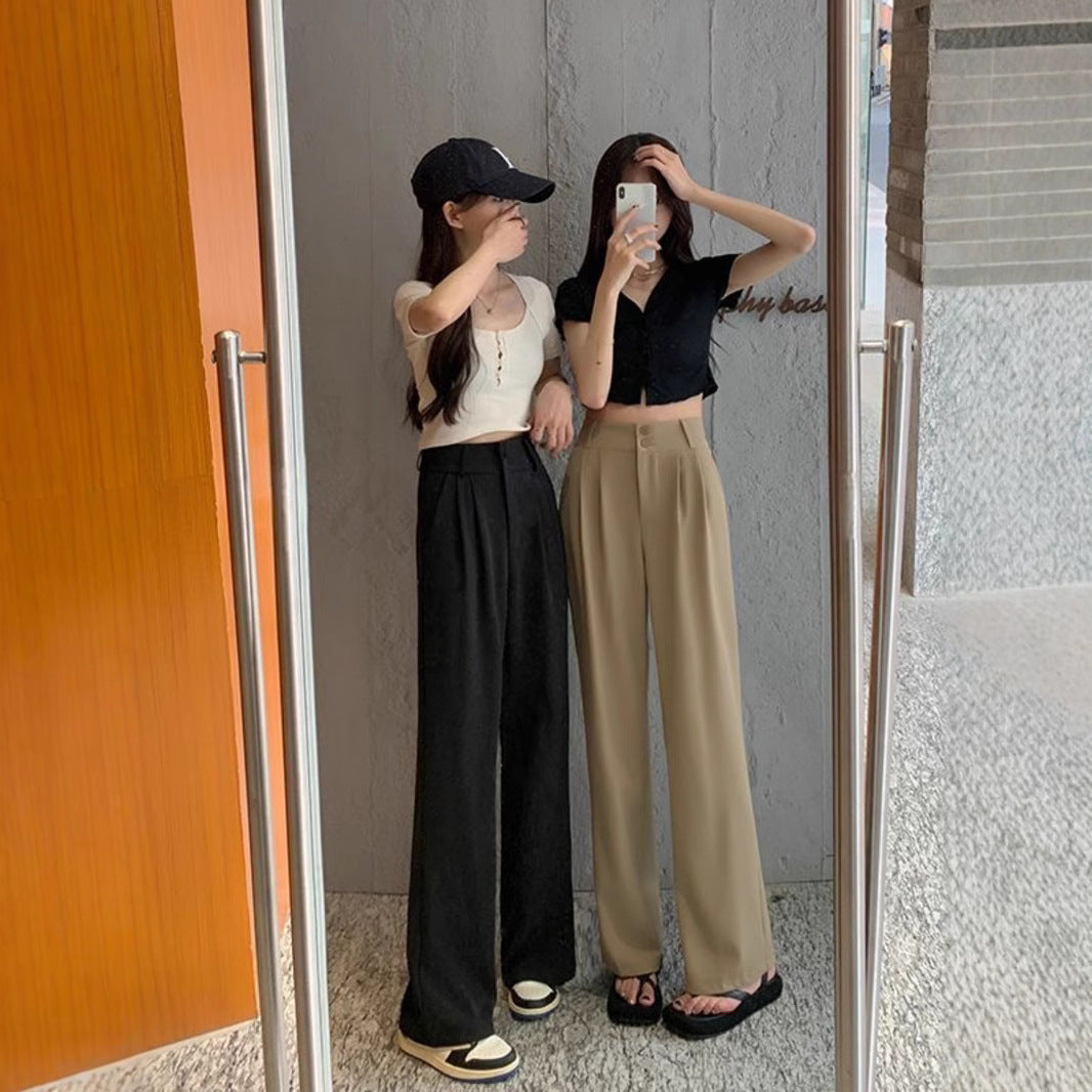 New High Waist Drooping Straight Pear Shapes Pants Limorista