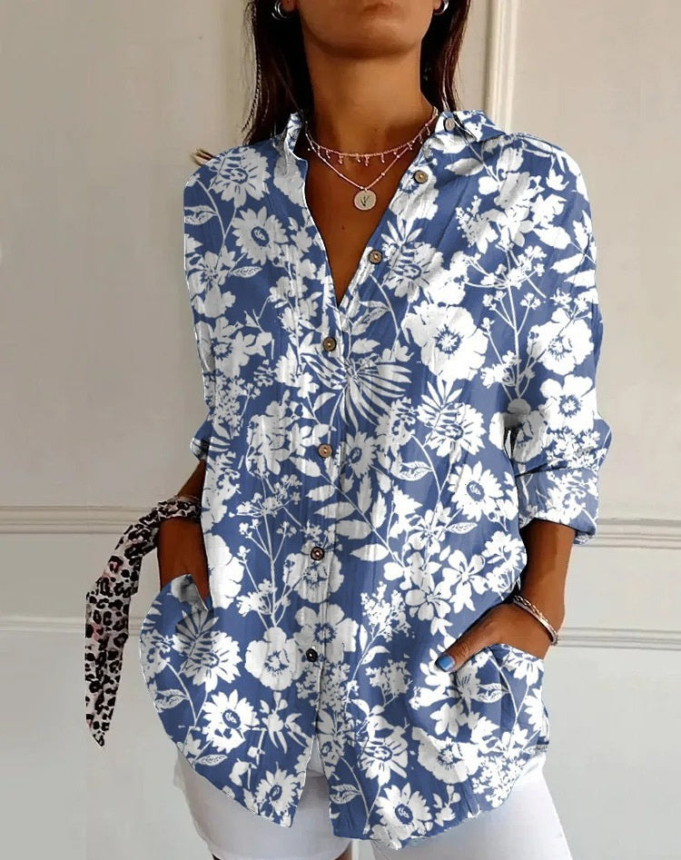 Striped Long-sleeved Shirt Women&