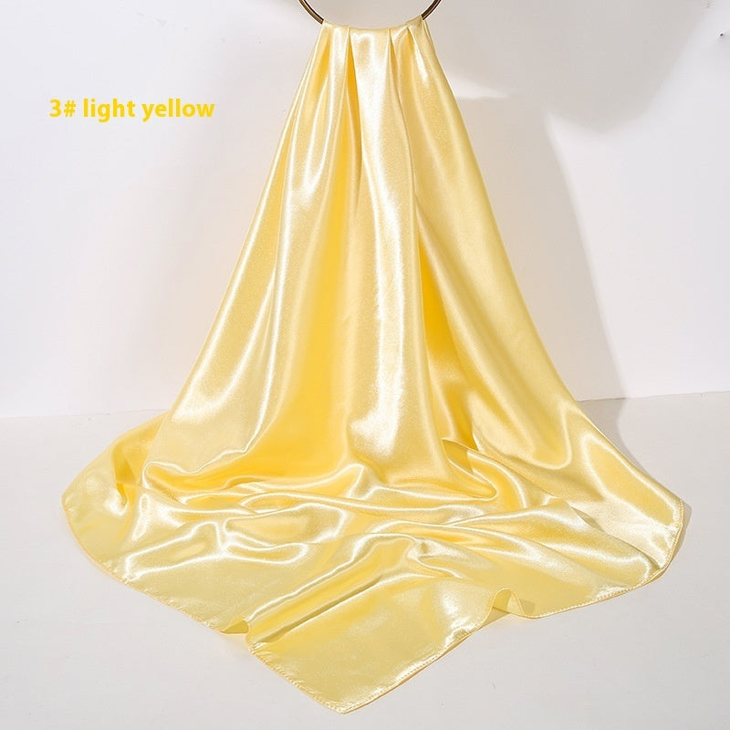 Pure Color Silk Scarf Artificial Silk 90cm Shiny Satin Shawl Limorista