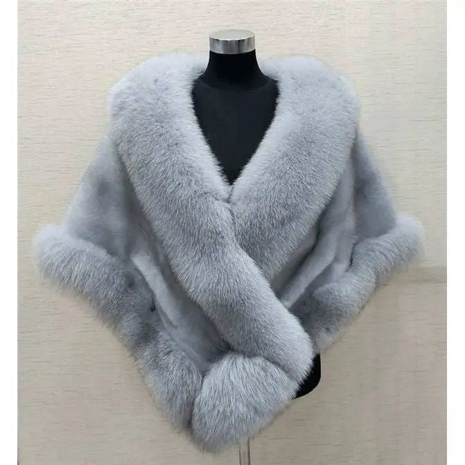 Imitated Mink Fox Fur Cape Coat Plus-sized Dress Shawl Limorista
