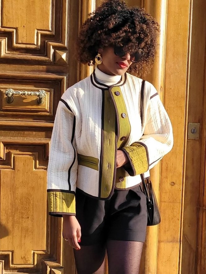 Fall Winter Fashion Contrast Color Women&